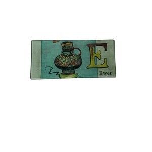 John Derian Glass Decoupage Tray "Letter E” Ewer- Signed USA  Plate- Rare-